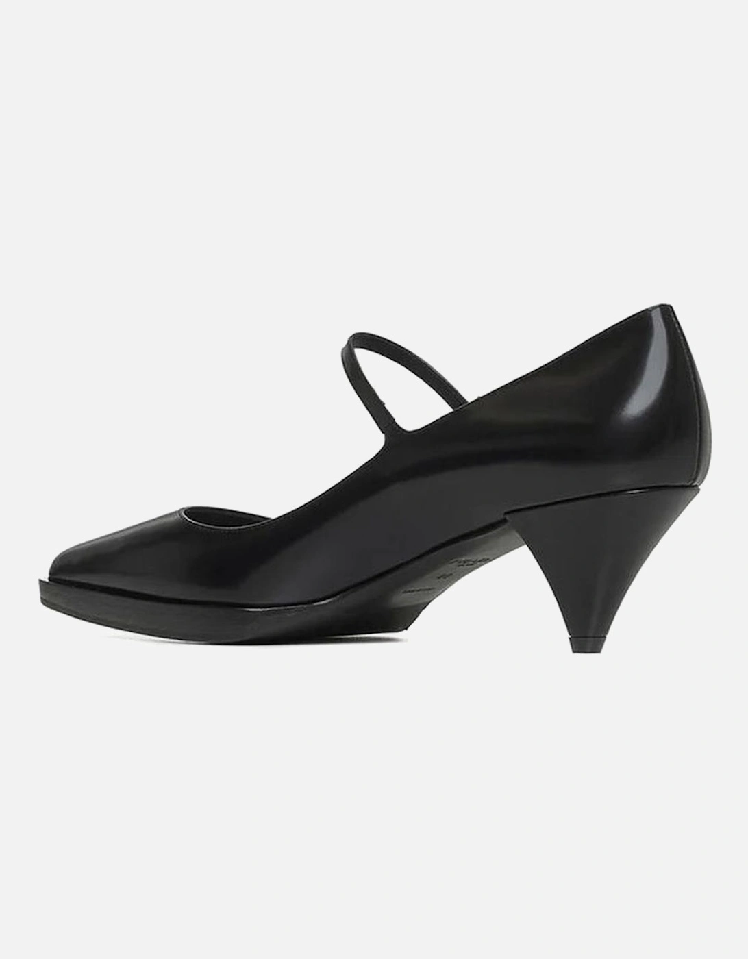 Pointed Toe Leather Cone Heel Shoes Women - Black Pumps