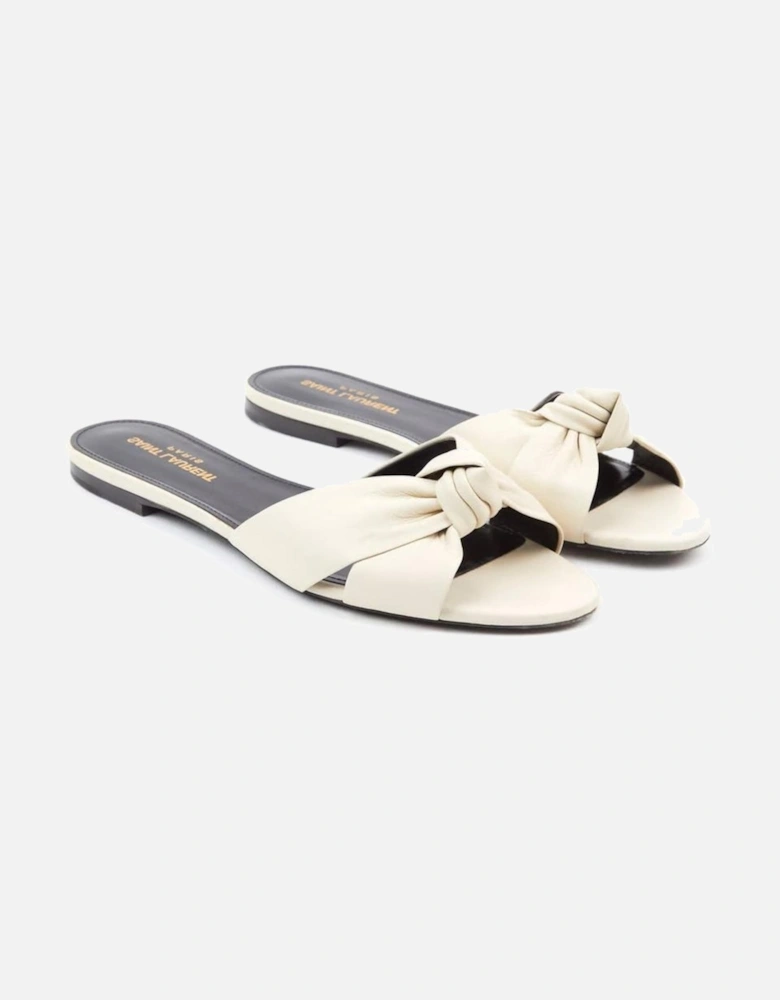 Calf Leather Open Toe Sandals with Branded Insole Women - White Shoes