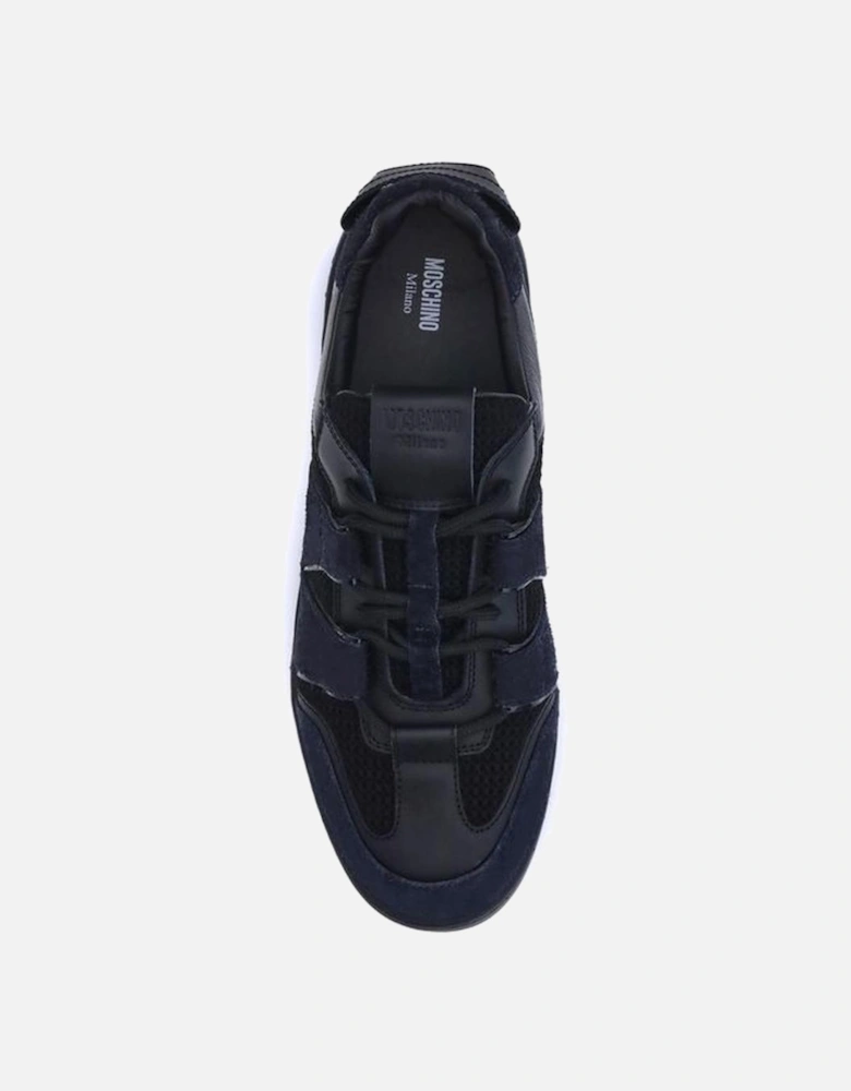 Leather and Mesh Sneakers with Logo Detail Women - Black