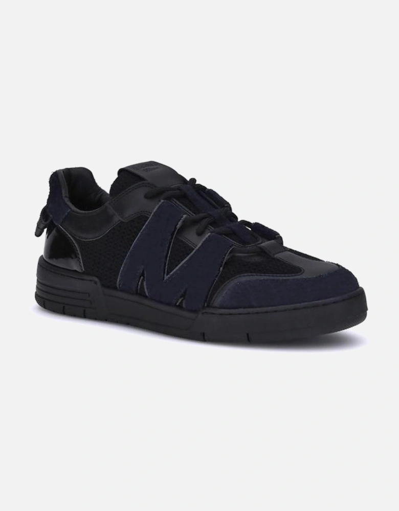 Leather and Mesh Sneakers with Logo Detail Women - Black