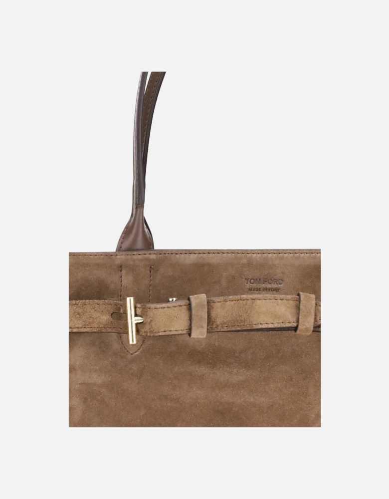 Suede Leather Tote Bag with Adjustable Belt Detailing for Everyday Use