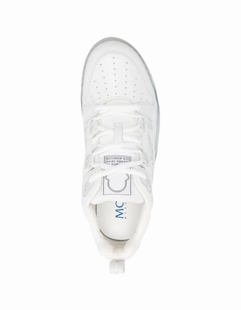 Calf Leather Lace-Up Sneakers with Perforated Detail Women - White