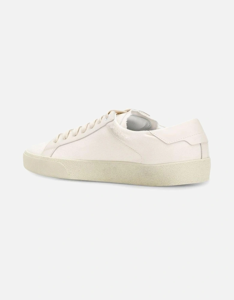 Canvas and Leather Lace-Up Sneakers Women - White