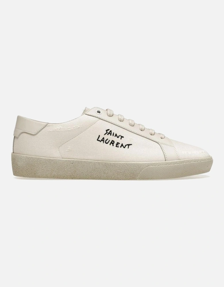 Canvas and Leather Lace-Up Sneakers Women - White