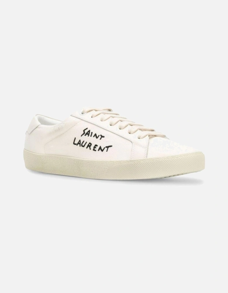 Canvas and Leather Lace-Up Sneakers Women - White