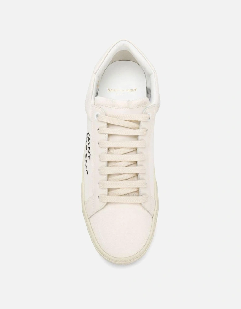 Canvas and Leather Lace-Up Sneakers Women - White
