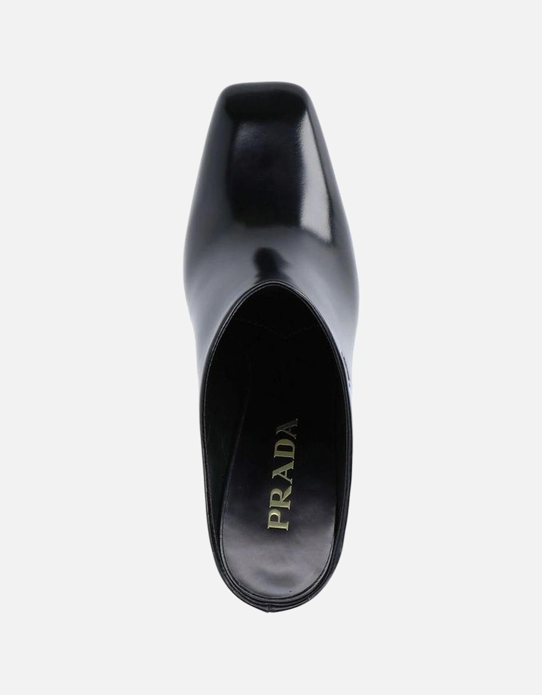 Square Toe Slip-On Leather Heel Women - Black Shoes