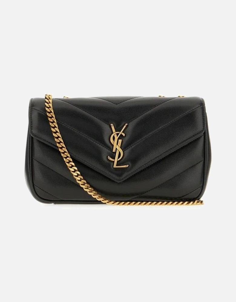 Elegant Quilted Leather Shoulder Bag with Chain Strap Women - Black