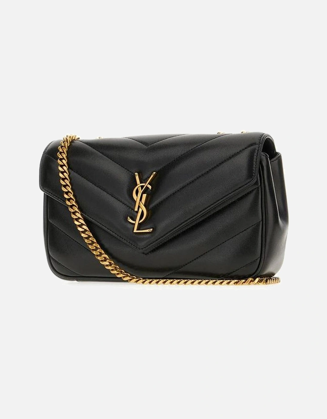 Elegant Quilted Leather Shoulder Bag with Chain Strap Women - Black
