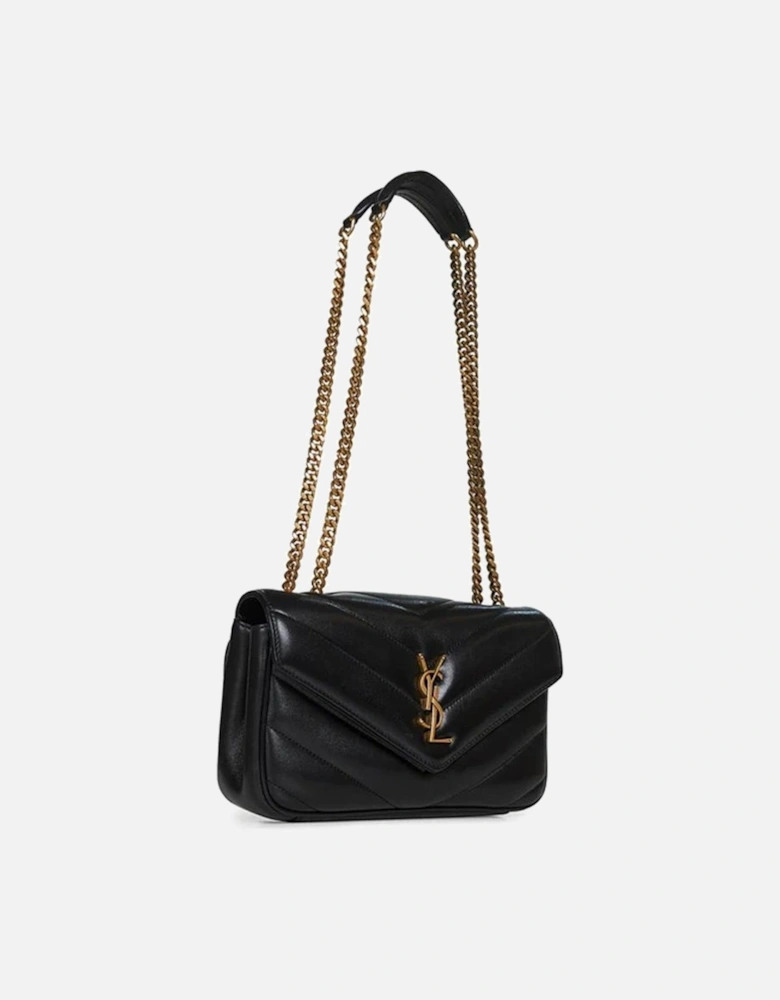 Elegant Quilted Leather Shoulder Bag with Chain Strap Women - Black