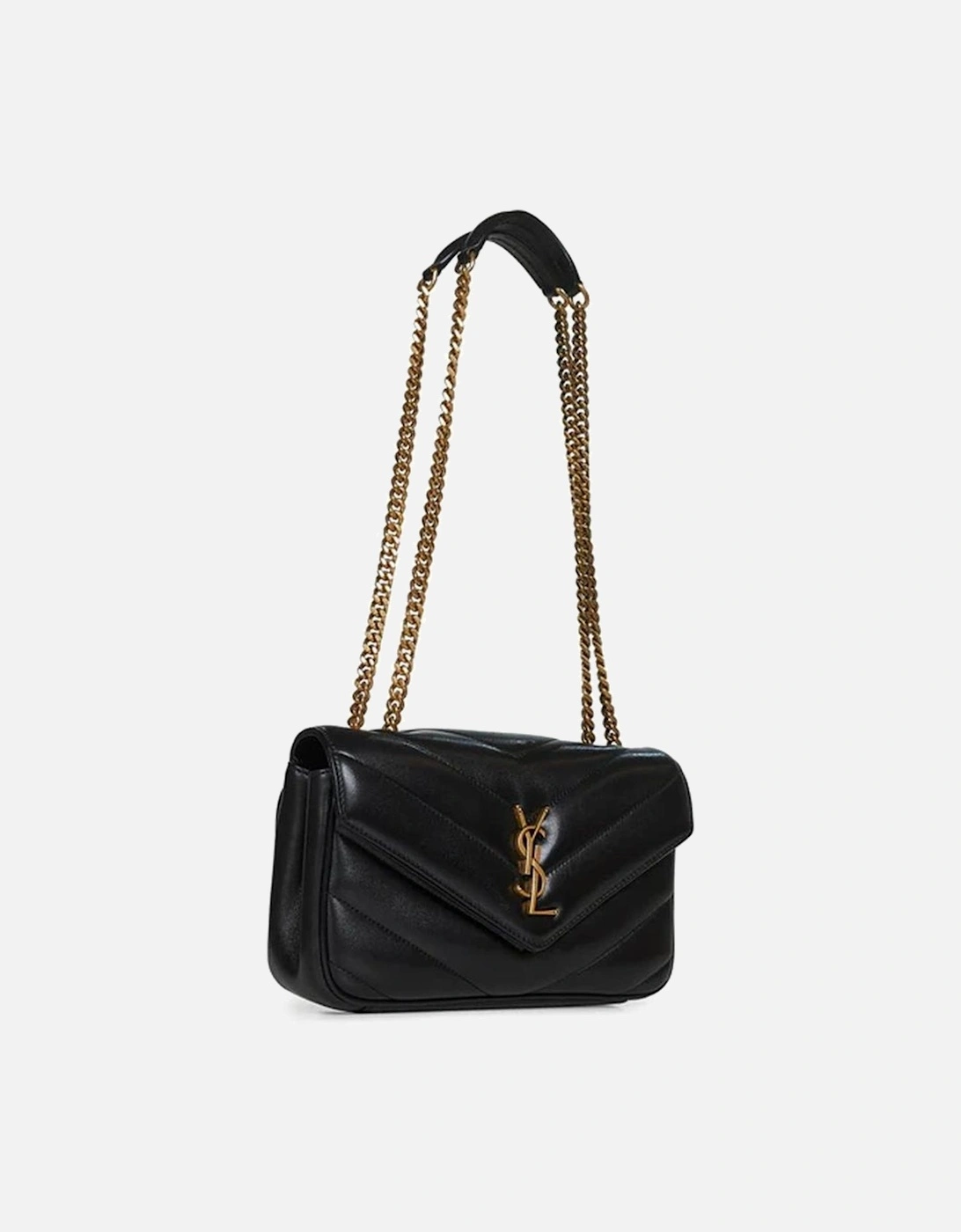 Elegant Quilted Leather Shoulder Bag with Chain Strap Women - Black