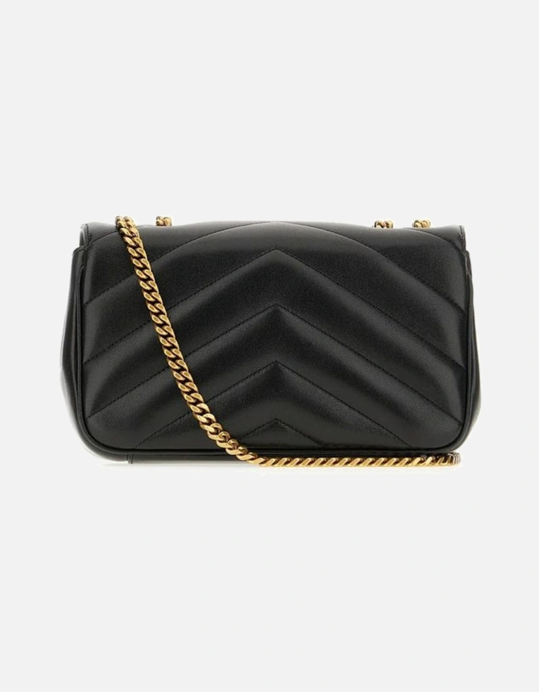 Elegant Quilted Leather Shoulder Bag with Chain Strap Women - Black