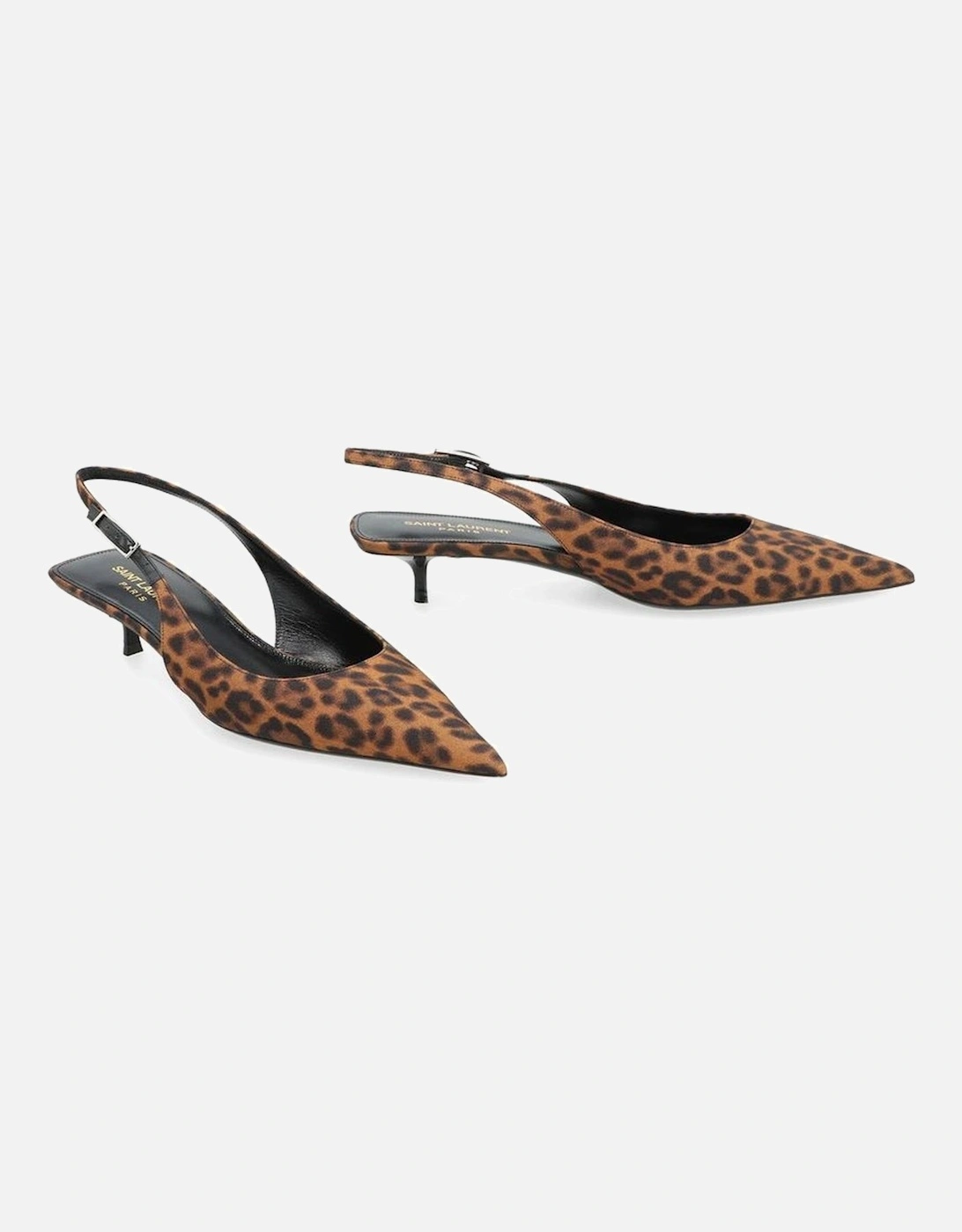 Pointed Toe Leopard Print Ankle Buckle Heels Women - Brown Pumps