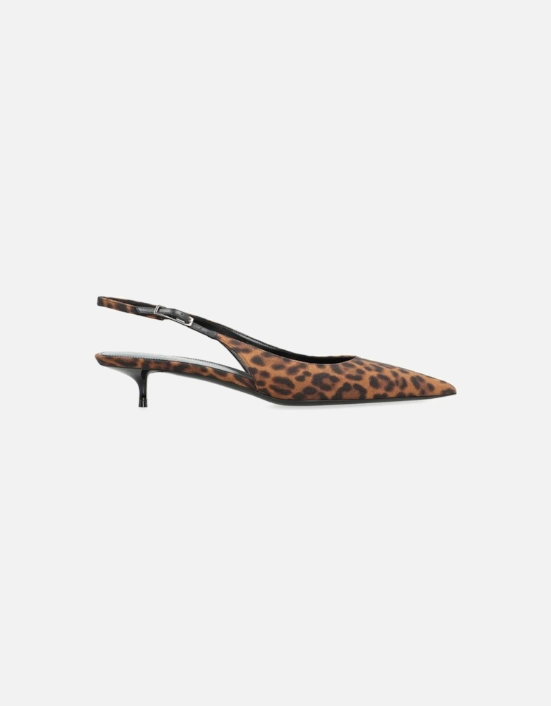 Pointed Toe Leopard Print Ankle Buckle Heels Women - Brown Pumps