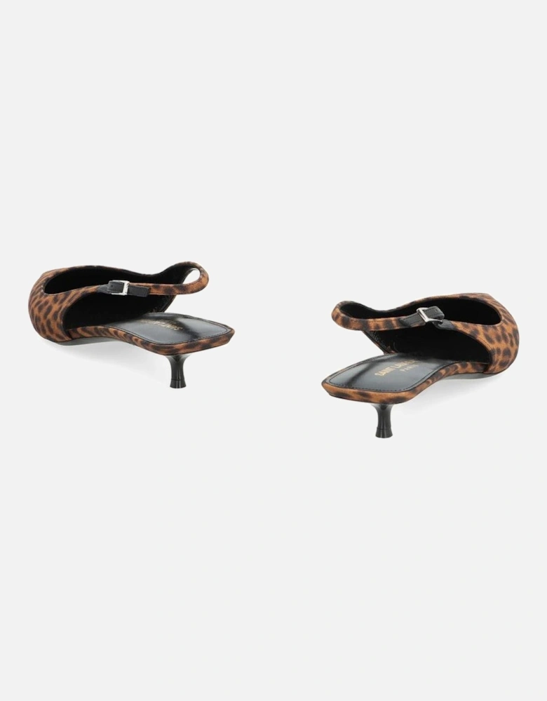 Pointed Toe Leopard Print Ankle Buckle Heels Women - Brown Pumps