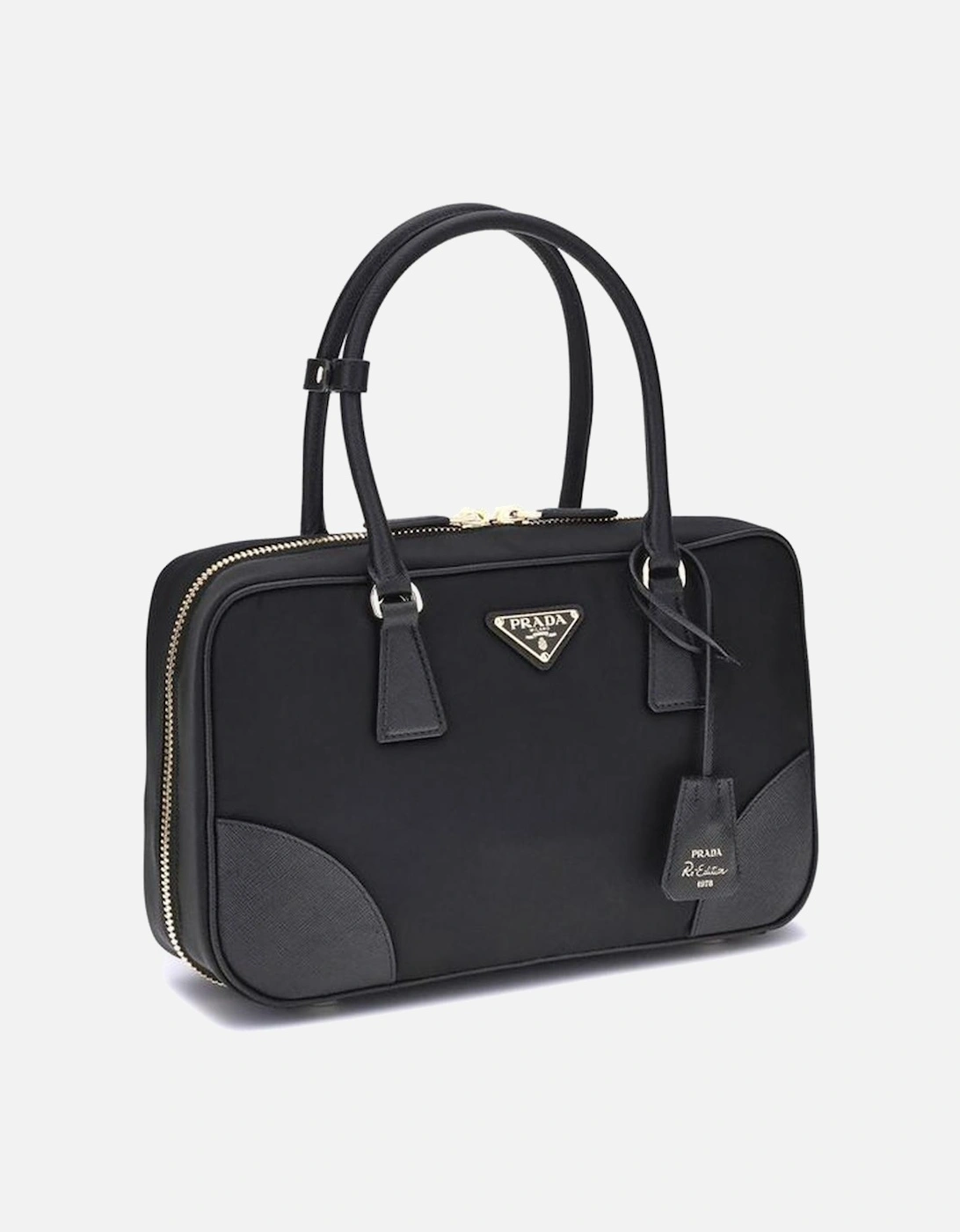 Re-Nylon Geometric Handbag with Tubular Handles Women - Black
