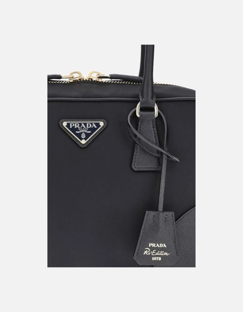 Re-Nylon Geometric Handbag with Tubular Handles Women - Black