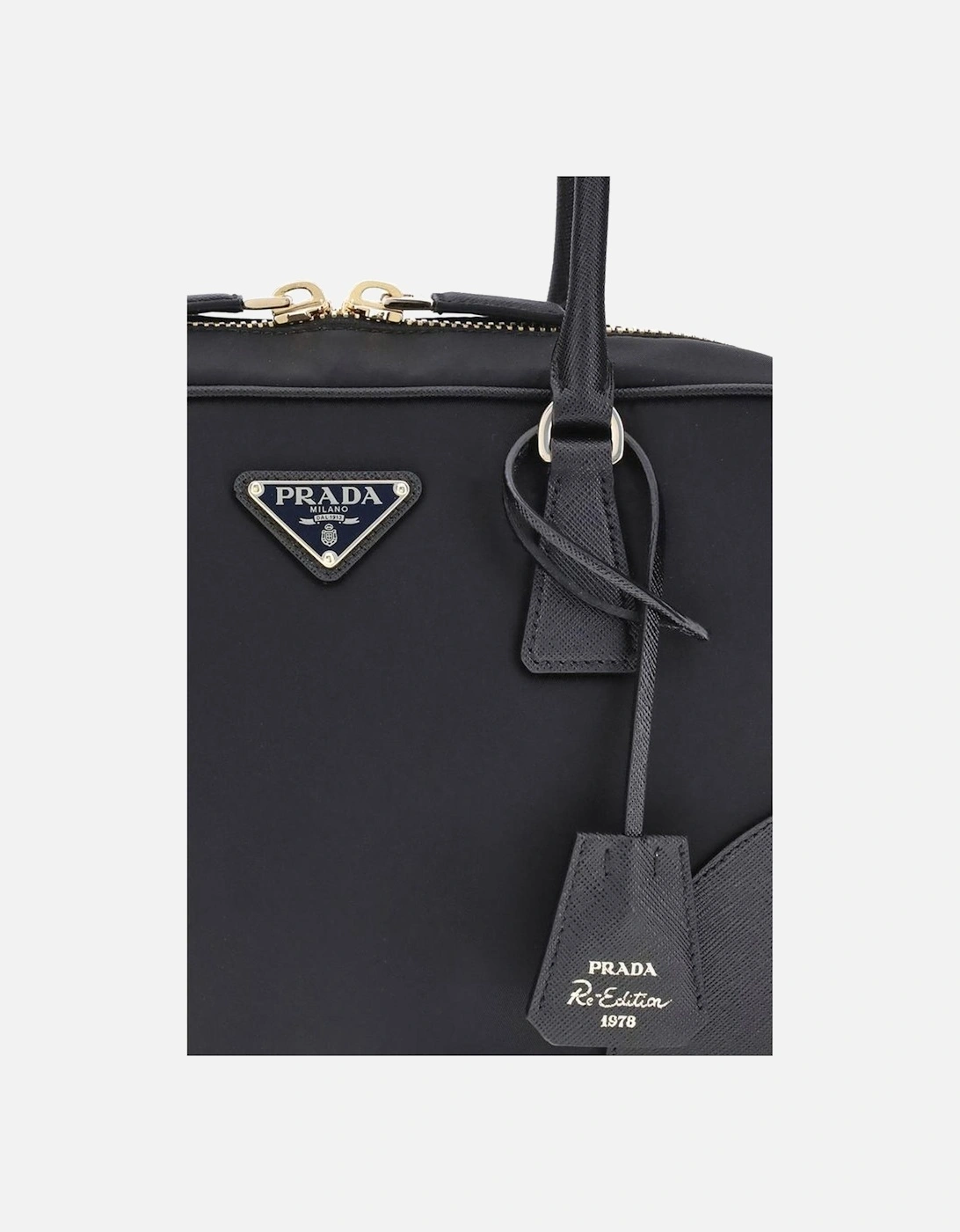 Re-Nylon Geometric Handbag with Tubular Handles Women - Black