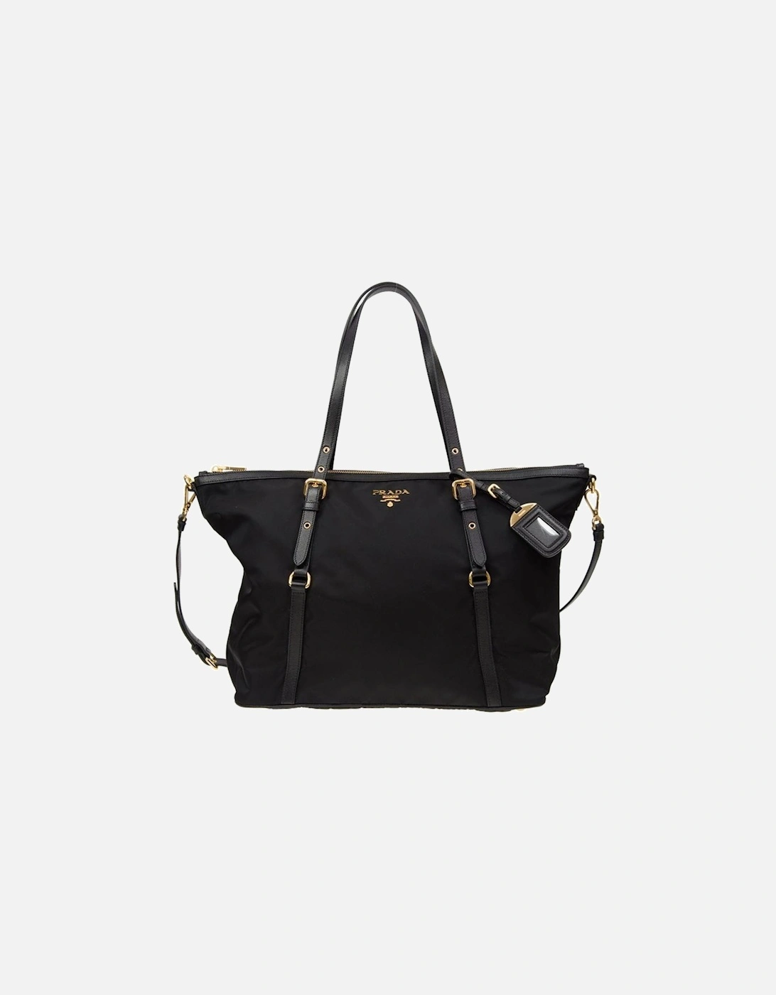 Nylon Tote Bag with Leather Trim and Adjustable Shoulder Strap Women -, 4 of 3
