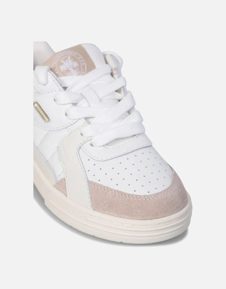 Calf Leather Perforated Lace-Up Sneakers Women - White