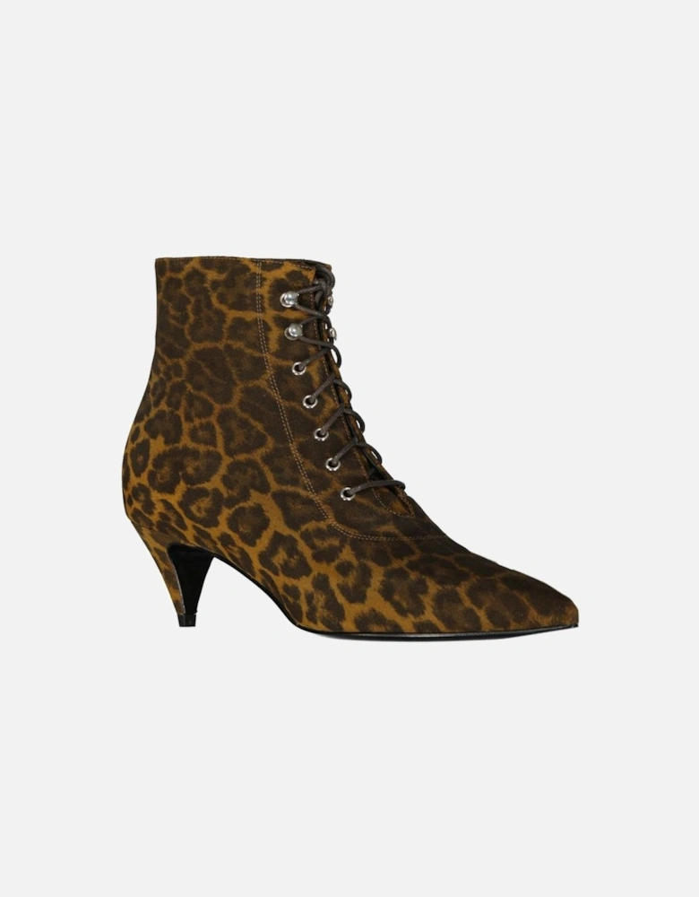 Pointed Toe Suede Effect Leather Heels Women - Brown Boots