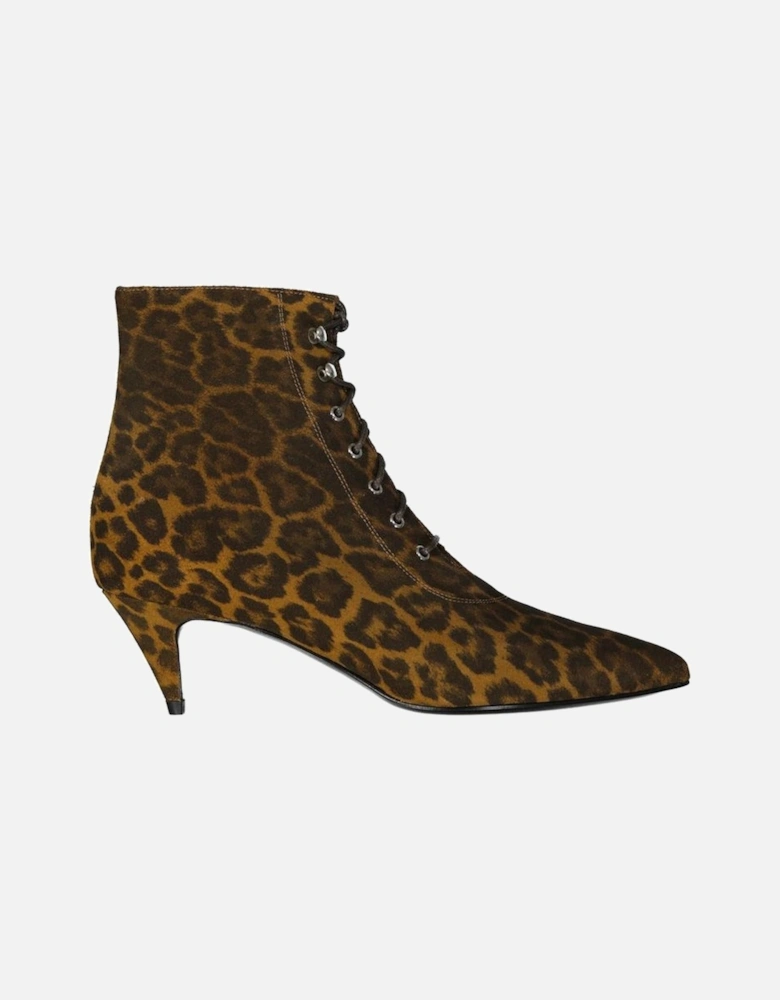 Pointed Toe Suede Effect Leather Heels Women - Brown Boots