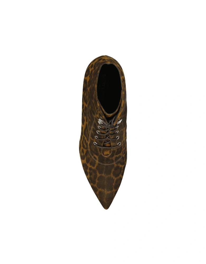 Pointed Toe Suede Effect Leather Heels Women - Brown Boots