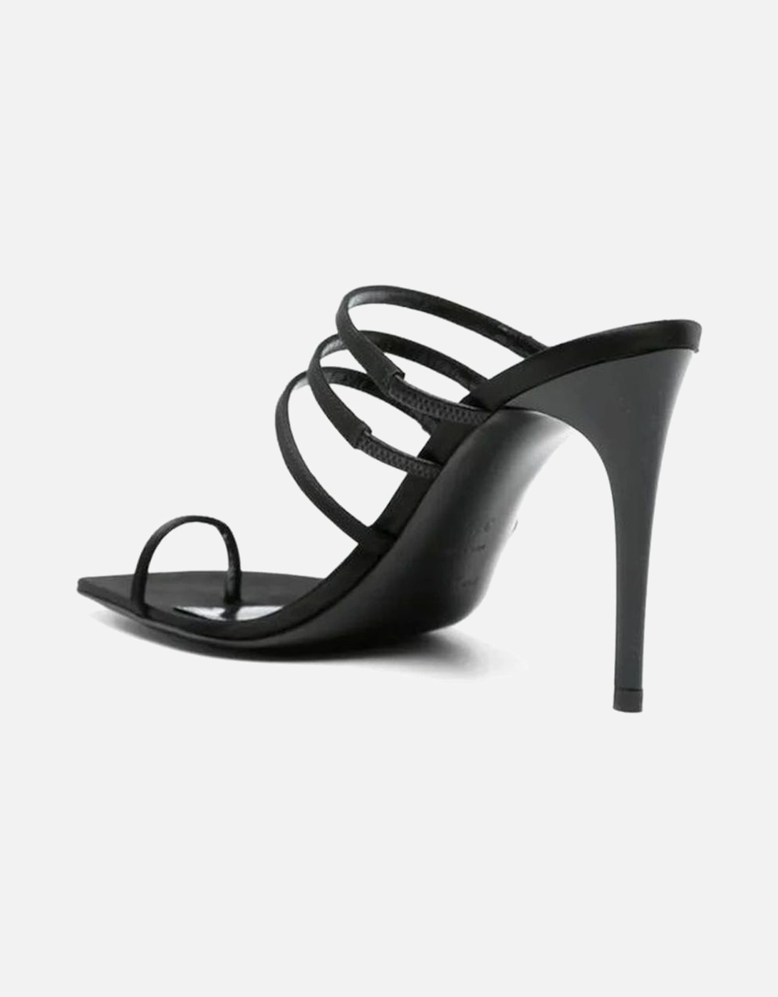 Silk Leather Slip-On Heels with Rhinestone Straps Women - Black