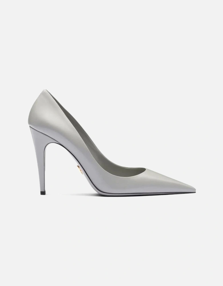 Leather Pointed Toe Heels with Branded Insole Women - Gray Pumps