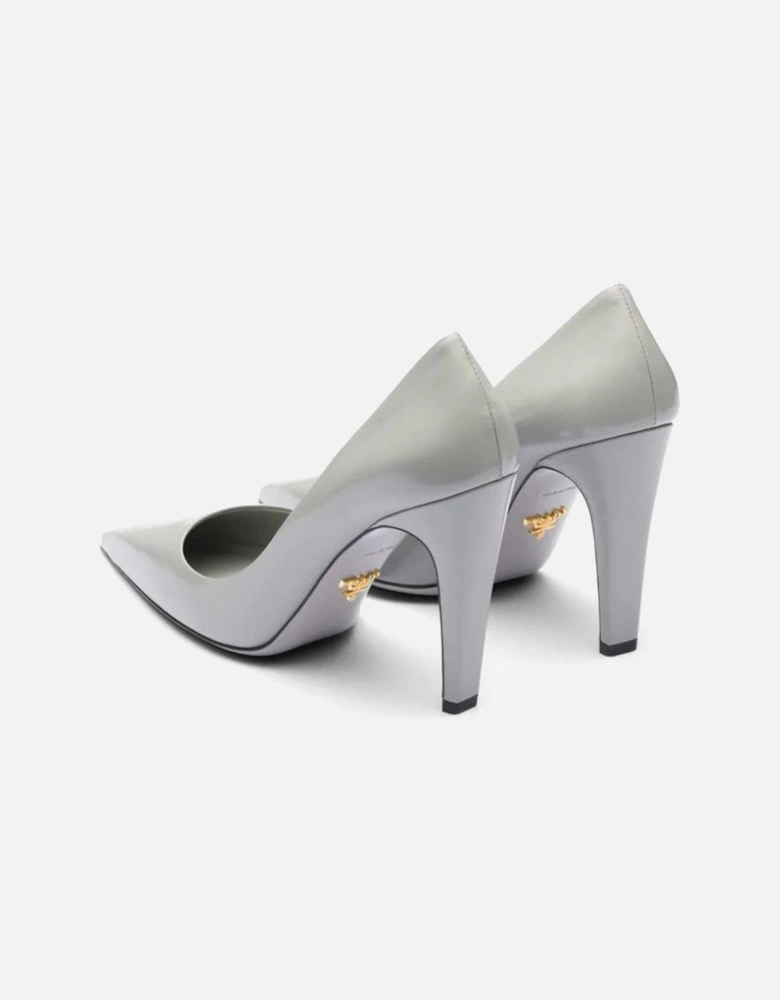Leather Pointed Toe Heels with Branded Insole Women - Gray Pumps