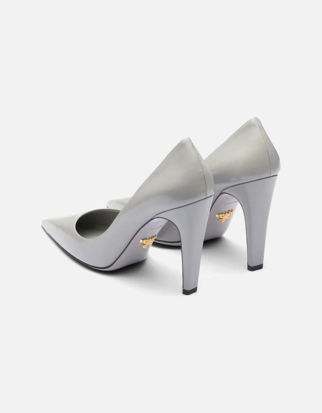 Leather Pointed Toe Heels with Branded Insole Women - Gray Pumps