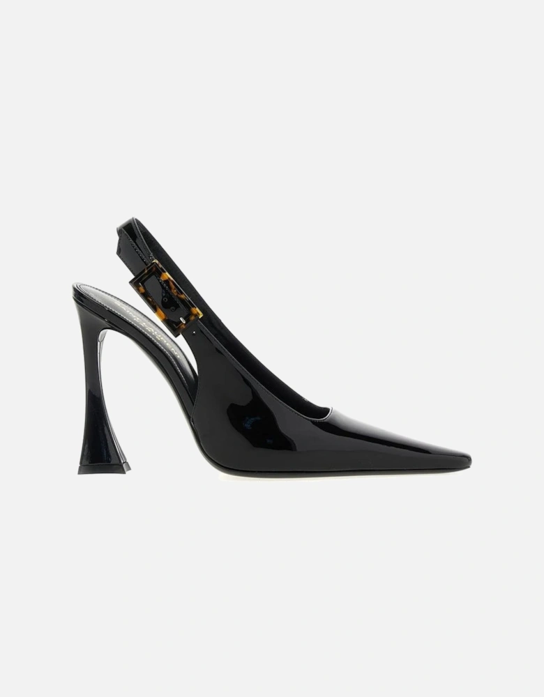 Patent Leather Pointed Toe Ankle Strap Heels Women - Black Pumps