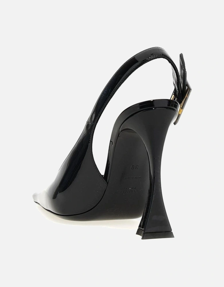 Patent Leather Pointed Toe Ankle Strap Heels Women - Black Pumps