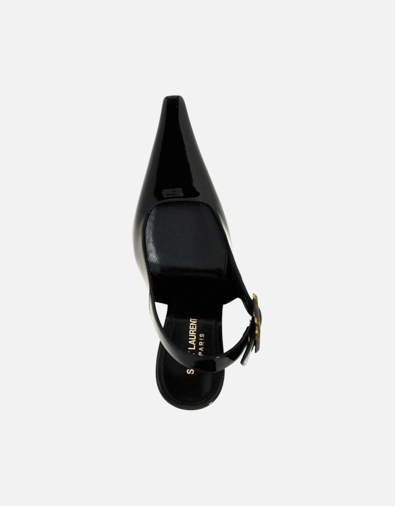 Patent Leather Pointed Toe Ankle Strap Heels Women - Black Pumps