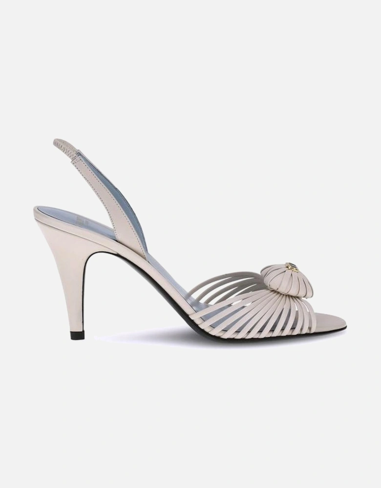 Royal Leather Heart Slingback Sandals Women - White