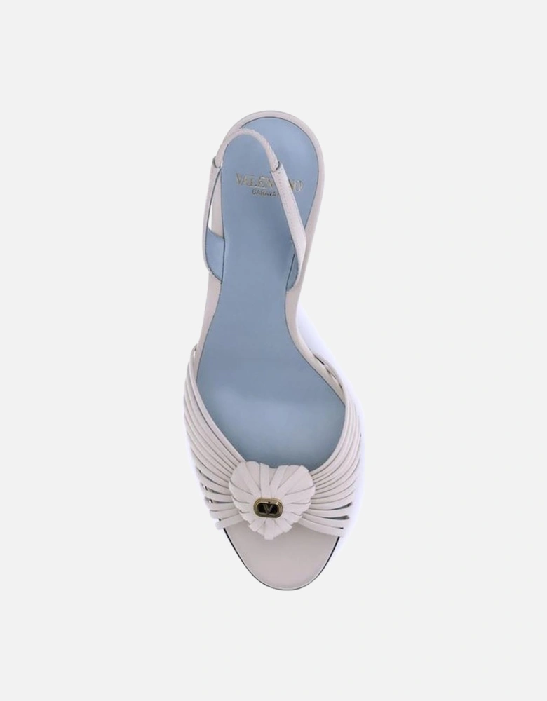Royal Leather Heart Slingback Sandals Women - White
