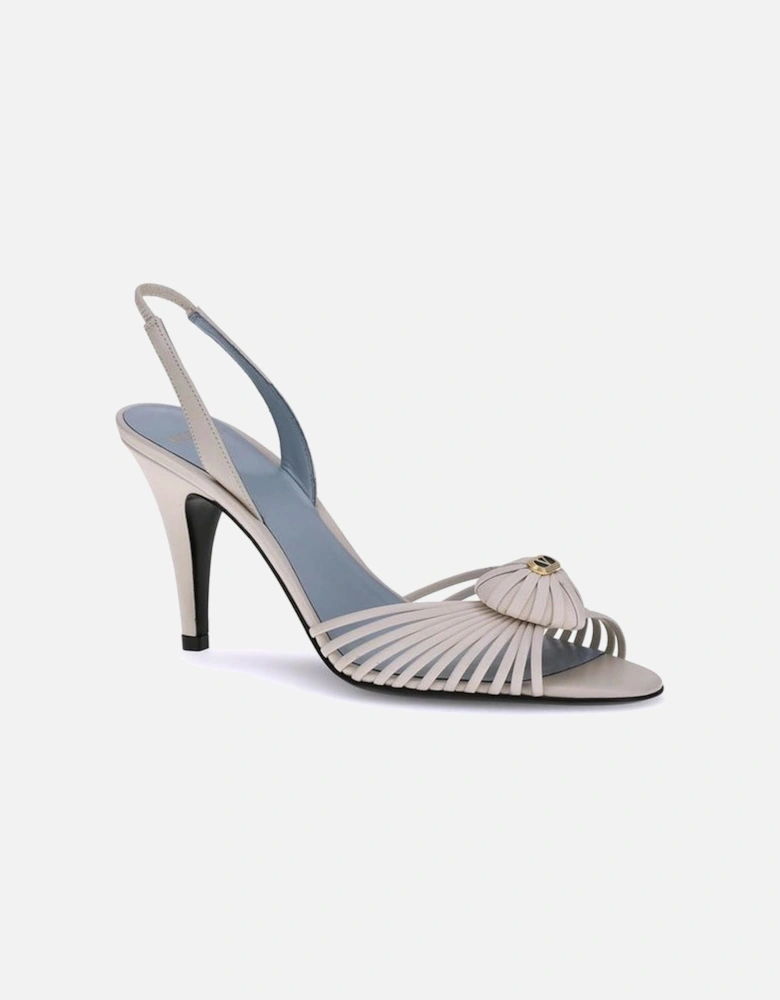 Royal Leather Heart Slingback Sandals Women - White