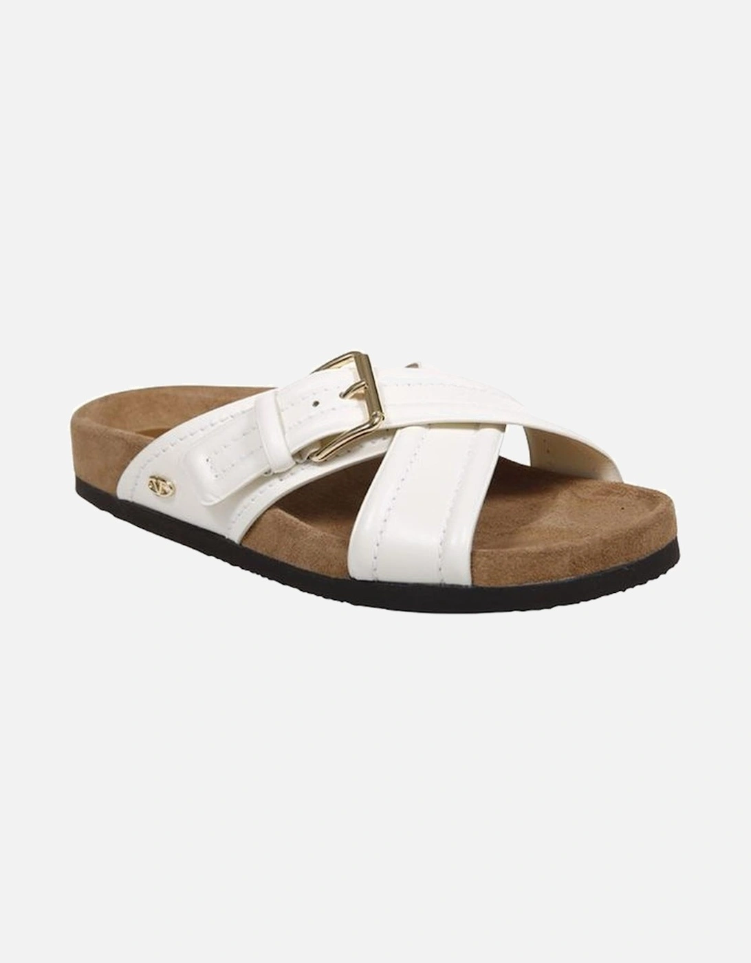 Calf Leather Slip-On Shoes with Adjustable Buckle Strap Women - White