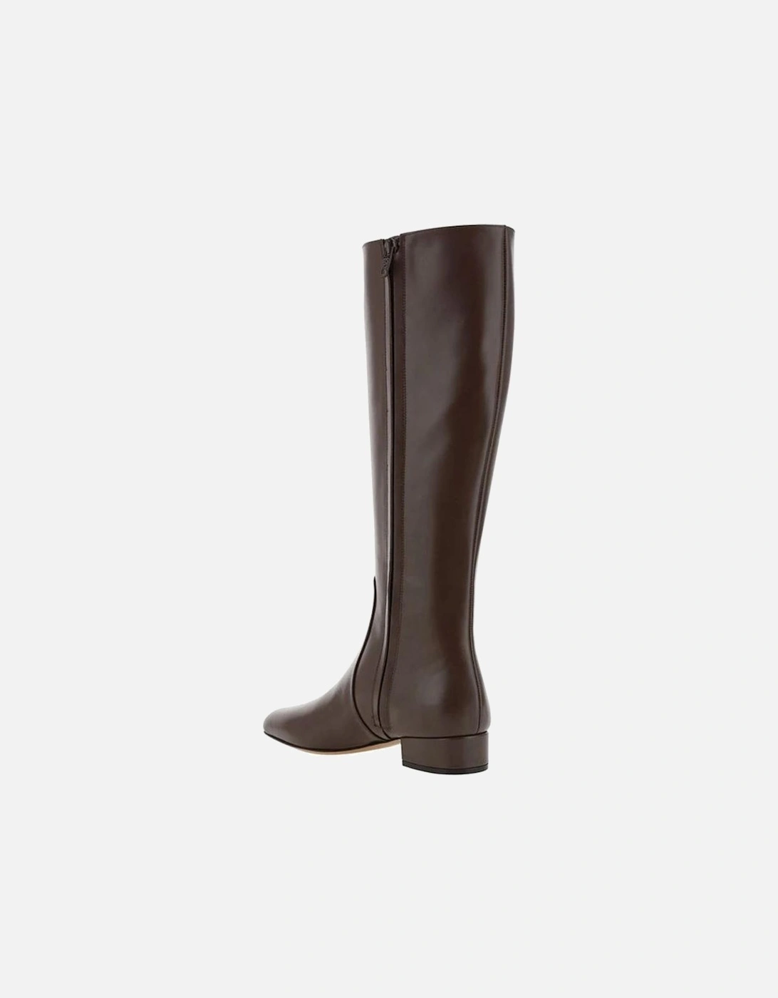 Calf Leather Square Toe Boots with Side Zip Women - Brown