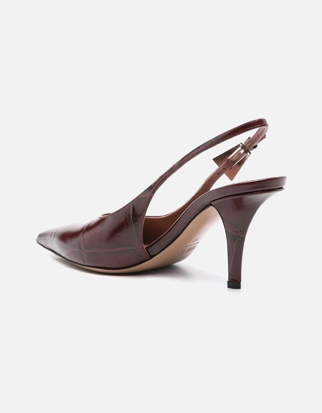 Pointed Toe Leather Heels with Buckle Closure Women - Red Pumps