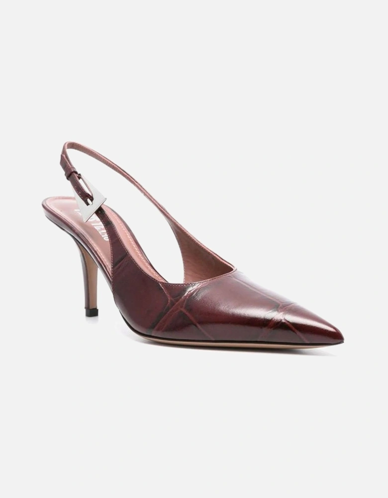 Pointed Toe Leather Heels with Buckle Closure Women - Red Pumps
