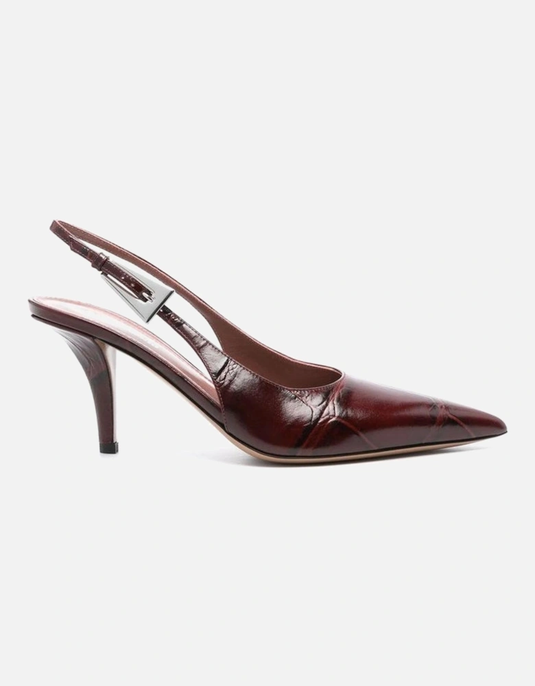 Pointed Toe Leather Heels with Buckle Closure Women - Red Pumps