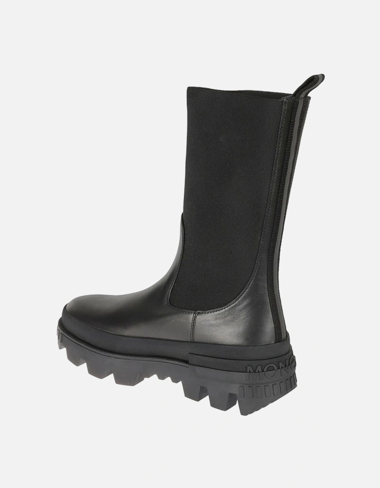 Calf Leather Slip-On Shoes with Back Logo Women - Black Boots