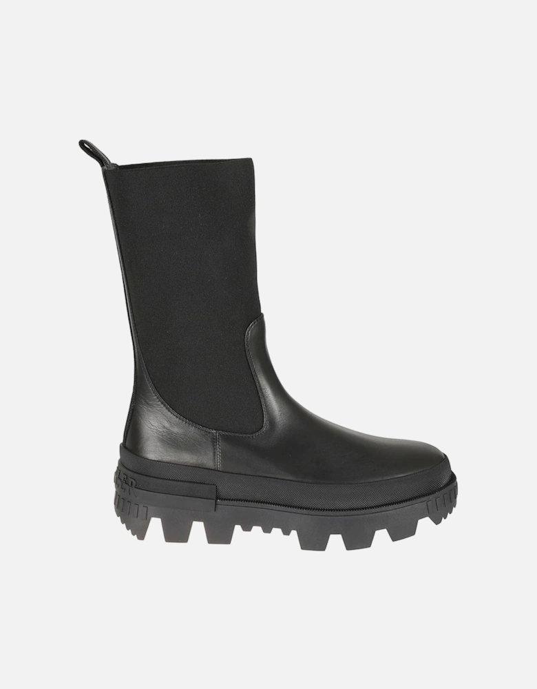 Calf Leather Slip-On Shoes with Back Logo Women - Black Boots