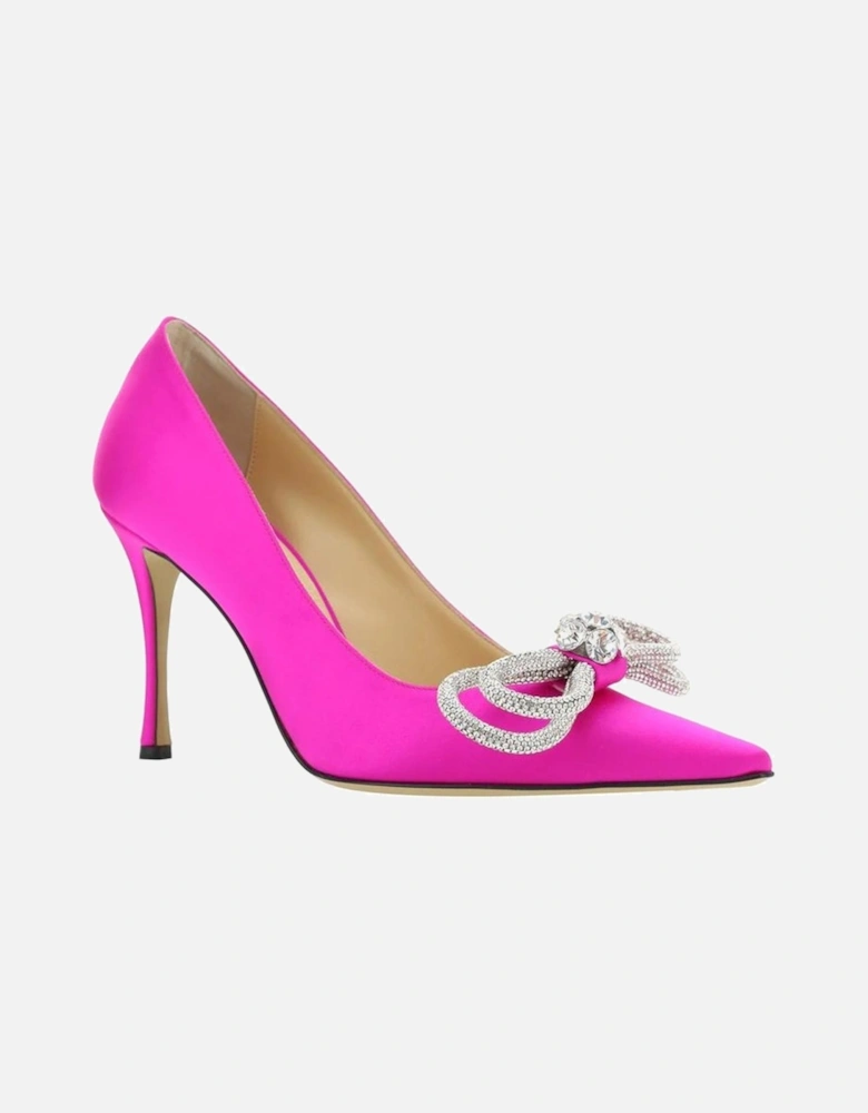 Crystal Embellished Pointed Toe Leather Heels Women - Multicolor Pumps