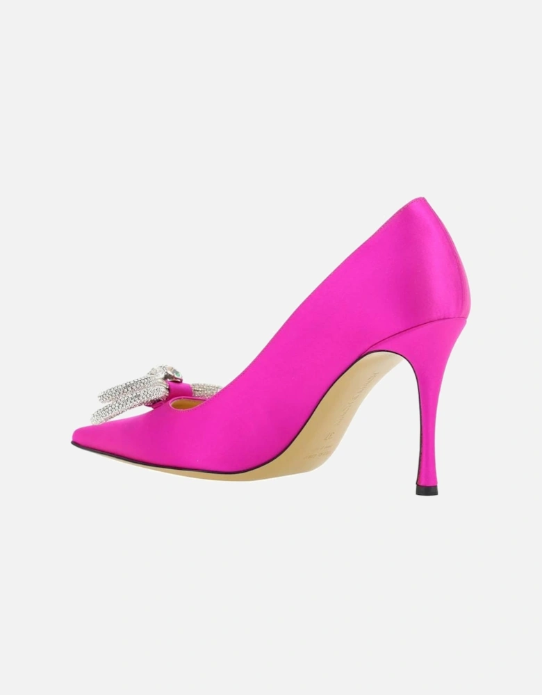 Crystal Embellished Pointed Toe Leather Heels Women - Multicolor Pumps