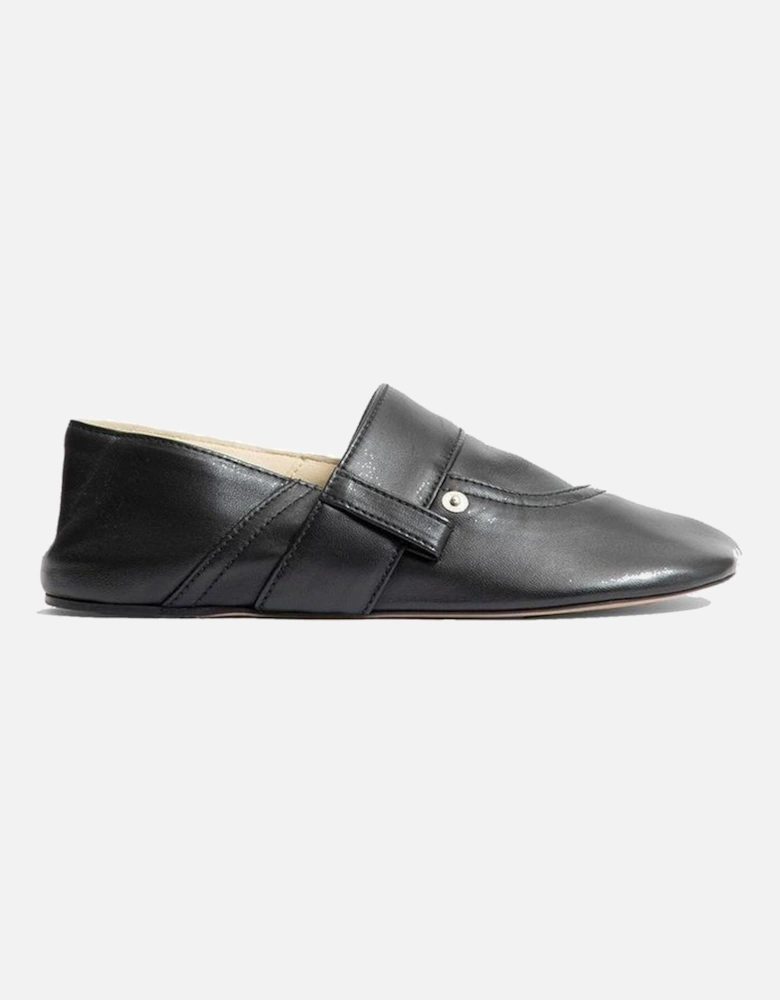 Calf Leather Petal Shaped Toe Shoes Women - Black Sandals