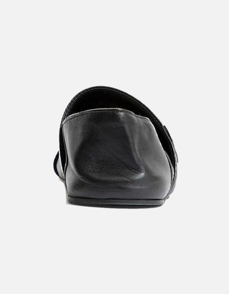 Calf Leather Petal Shaped Toe Shoes Women - Black Sandals