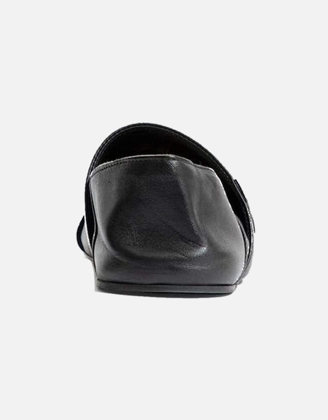 Calf Leather Petal Shaped Toe Shoes Women - Black Sandals