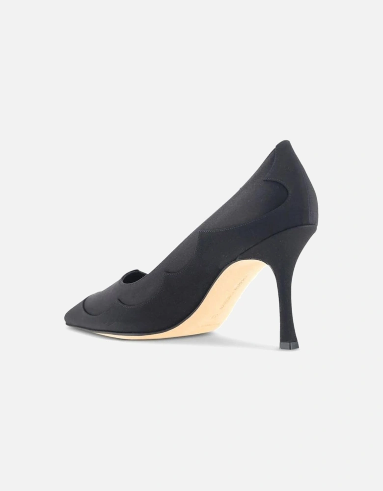 Pointed Toe Layered Silk Heeled Shoes Women - Black Pumps